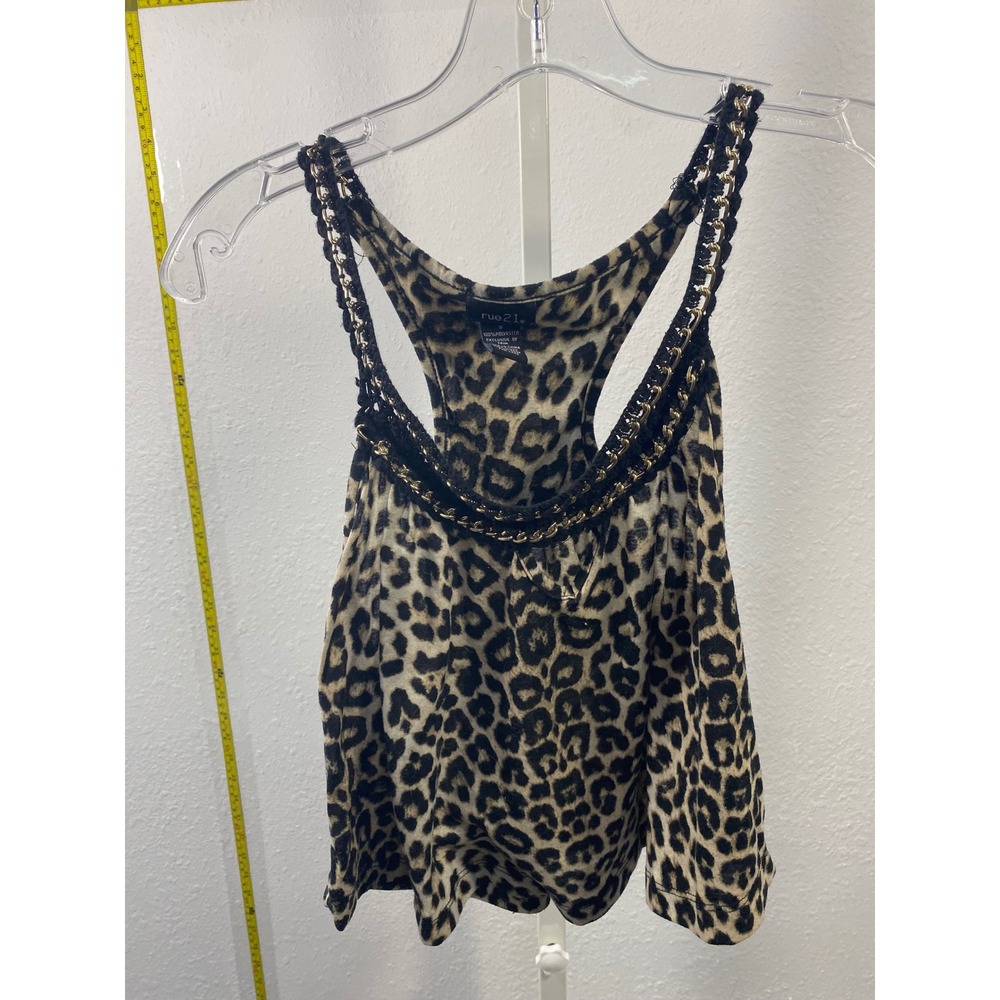 Rue21 Leopard Print Tank Top Gold Chain Detail Racerback Animal Print Small